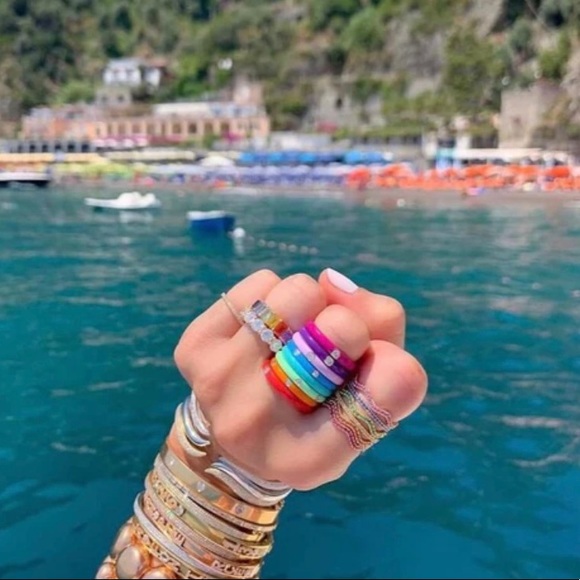 EF COLLECTION 3 diamond zebra enamel ring - Picture 7 of 7